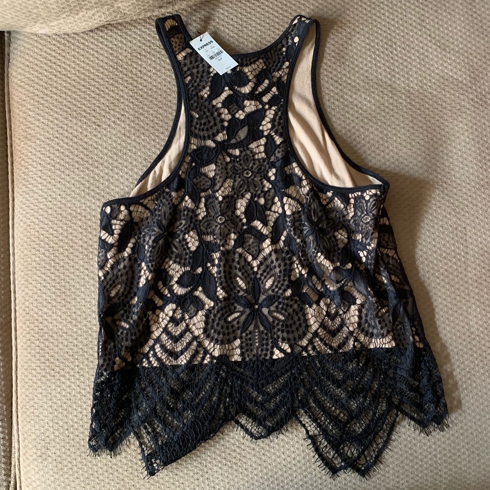 Lace Overlay Tank Top - Picture 2 of 4